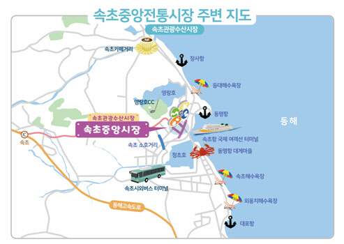 속초중앙전통시장 주변 지도